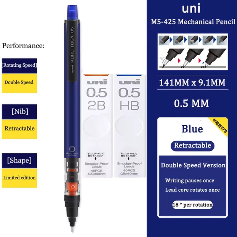KURUTOGA Mechanical Pencil M5-452 Creative Writing Continuous Sketch 0.5Mm Lead Automatic Rotating Mechanical Pencil