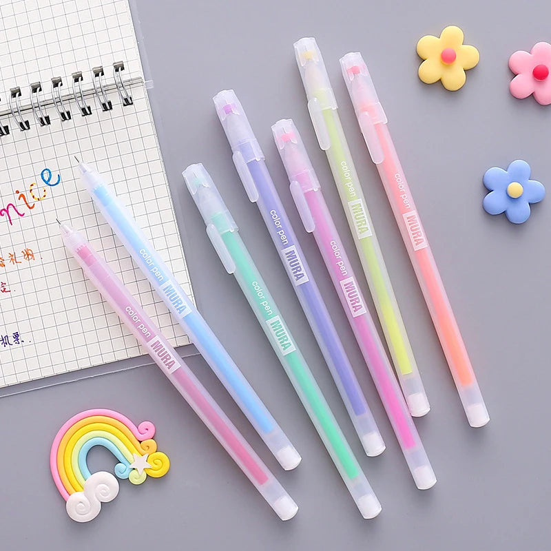 Kawaii Aesthetic Color Gel Pen Set - Stylish Stationery for Students and Diaries