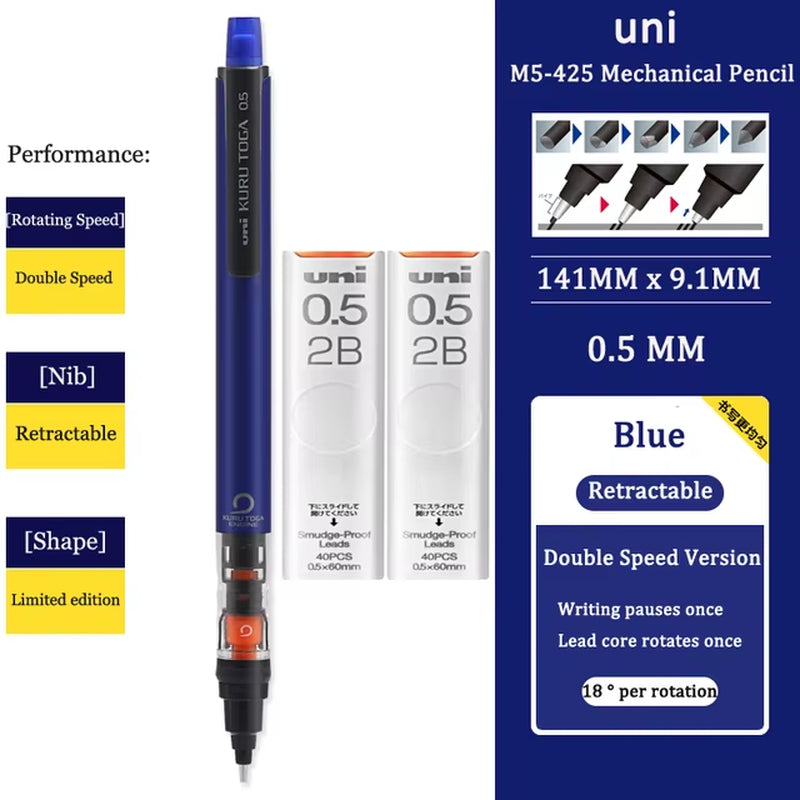 KURUTOGA Mechanical Pencil M5-452 Creative Writing Continuous Sketch 0.5Mm Lead Automatic Rotating Mechanical Pencil