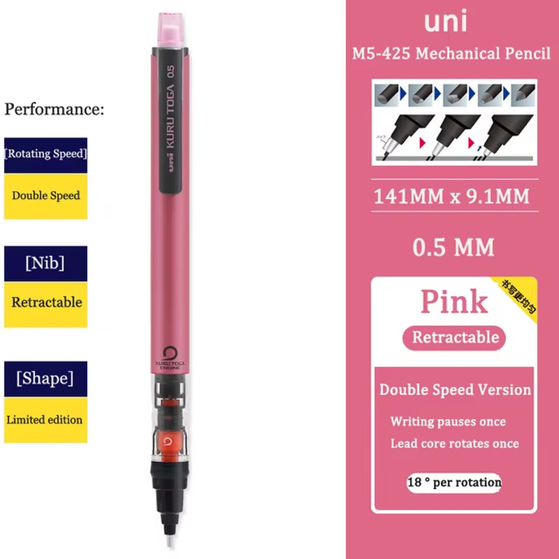KURUTOGA Mechanical Pencil M5-452 Creative Writing Continuous Sketch 0.5Mm Lead Automatic Rotating Mechanical Pencil