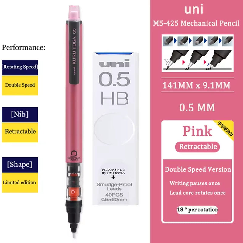 KURUTOGA Mechanical Pencil M5-452 Creative Writing Continuous Sketch 0.5Mm Lead Automatic Rotating Mechanical Pencil