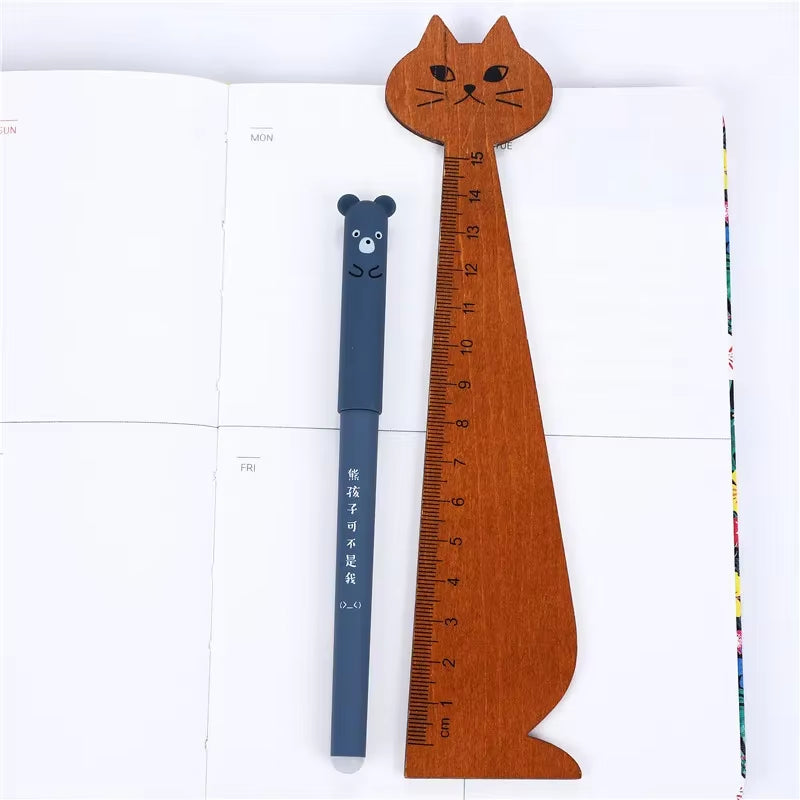 Kawaii Animal Erasable Gel Pen Set - 4 Pcs, 0.35mm Blue and Black Ink, Ideal for School and Office Supplies