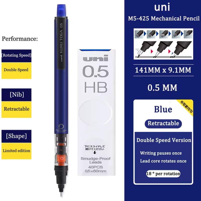KURUTOGA Mechanical Pencil M5-452 Creative Writing Continuous Sketch 0.5Mm Lead Automatic Rotating Mechanical Pencil