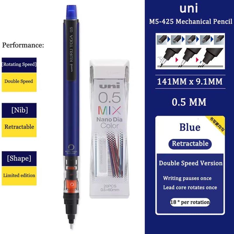 KURUTOGA Mechanical Pencil M5-452 Creative Writing Continuous Sketch 0.5Mm Lead Automatic Rotating Mechanical Pencil