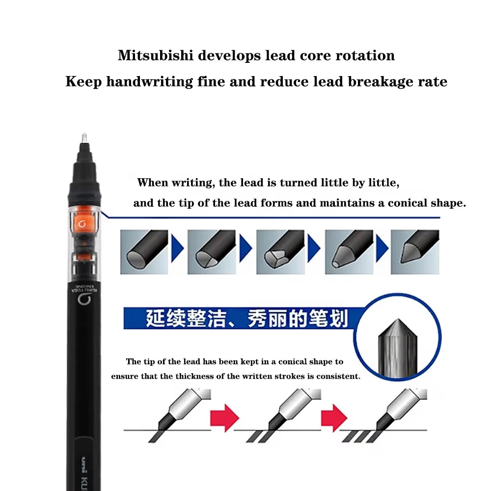 KURUTOGA Mechanical Pencil M5-452 Creative Writing Continuous Sketch 0.5Mm Lead Automatic Rotating Mechanical Pencil