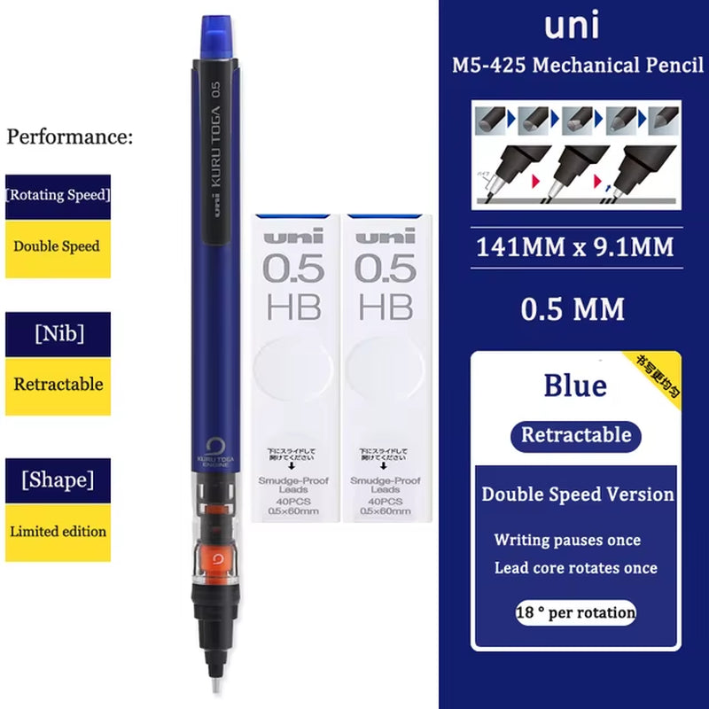 KURUTOGA Mechanical Pencil M5-452 Creative Writing Continuous Sketch 0.5Mm Lead Automatic Rotating Mechanical Pencil