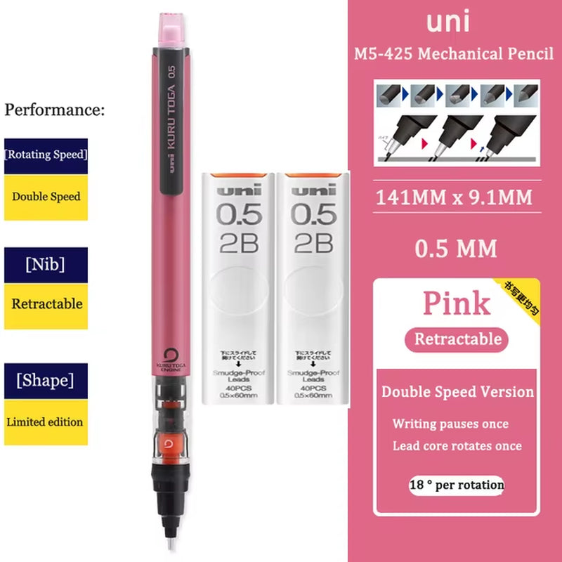 KURUTOGA Mechanical Pencil M5-452 Creative Writing Continuous Sketch 0.5Mm Lead Automatic Rotating Mechanical Pencil