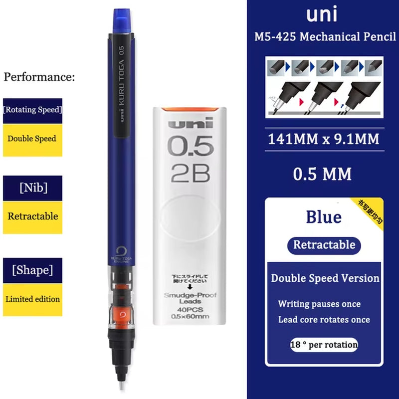 KURUTOGA Mechanical Pencil M5-452 Creative Writing Continuous Sketch 0.5Mm Lead Automatic Rotating Mechanical Pencil