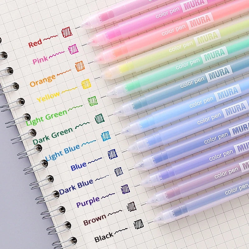 Kawaii Aesthetic Color Gel Pen Set - Stylish Stationery for Students and Diaries