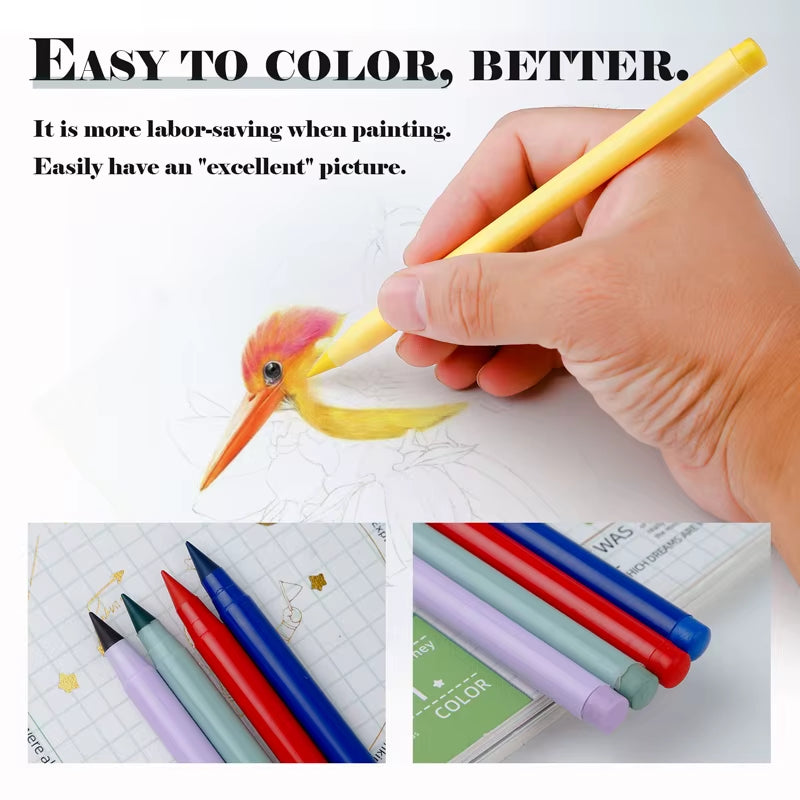 12 Colors Set Everlasting Pencil with Refill Unlimited Writing Pencils Eternal Erasable Pencil Pens for Kids School Art Supplies
