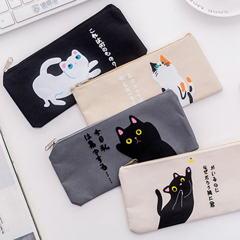 Pencil Case Kawaii Cat Japanese Canvas
