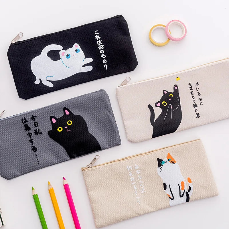 Pencil Case Kawaii Cat Japanese Canvas