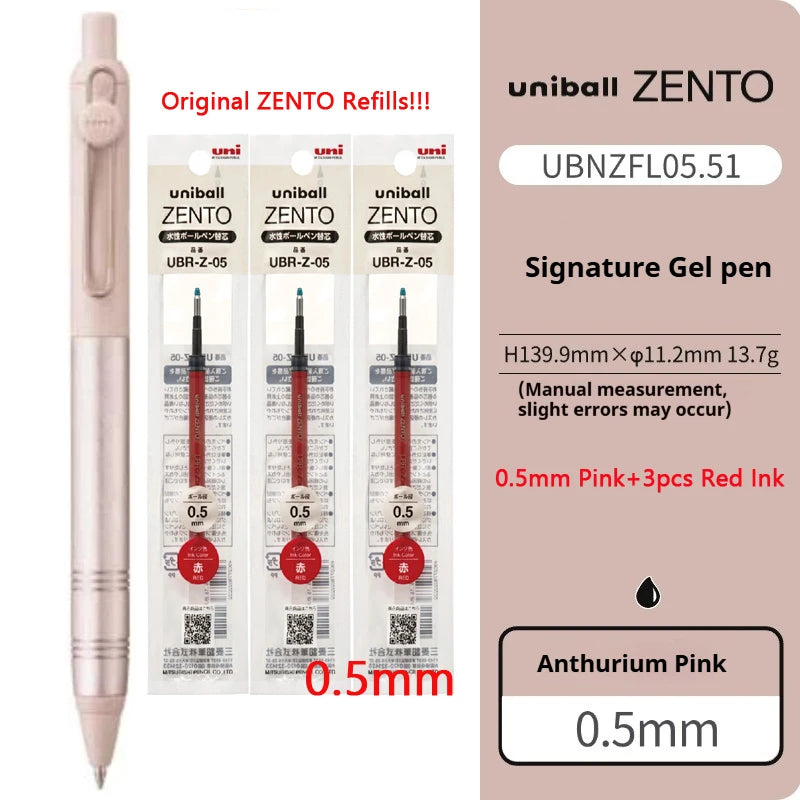 UNI-ball ZENTO Aluminum Grip Metal Pen,0.38/0.5mm With Original Refills