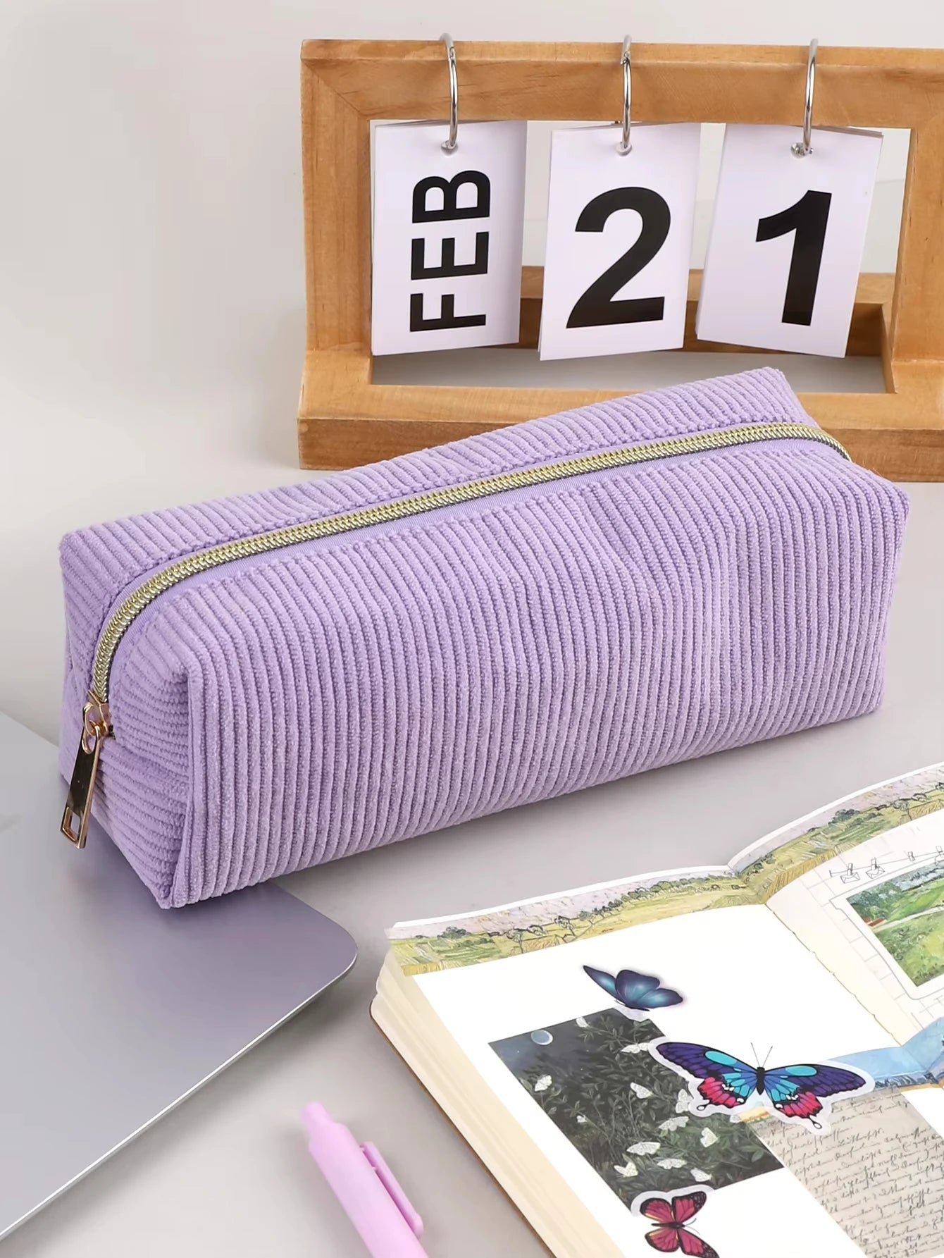 Pencil Case Solid Color 1pc Large Capacity