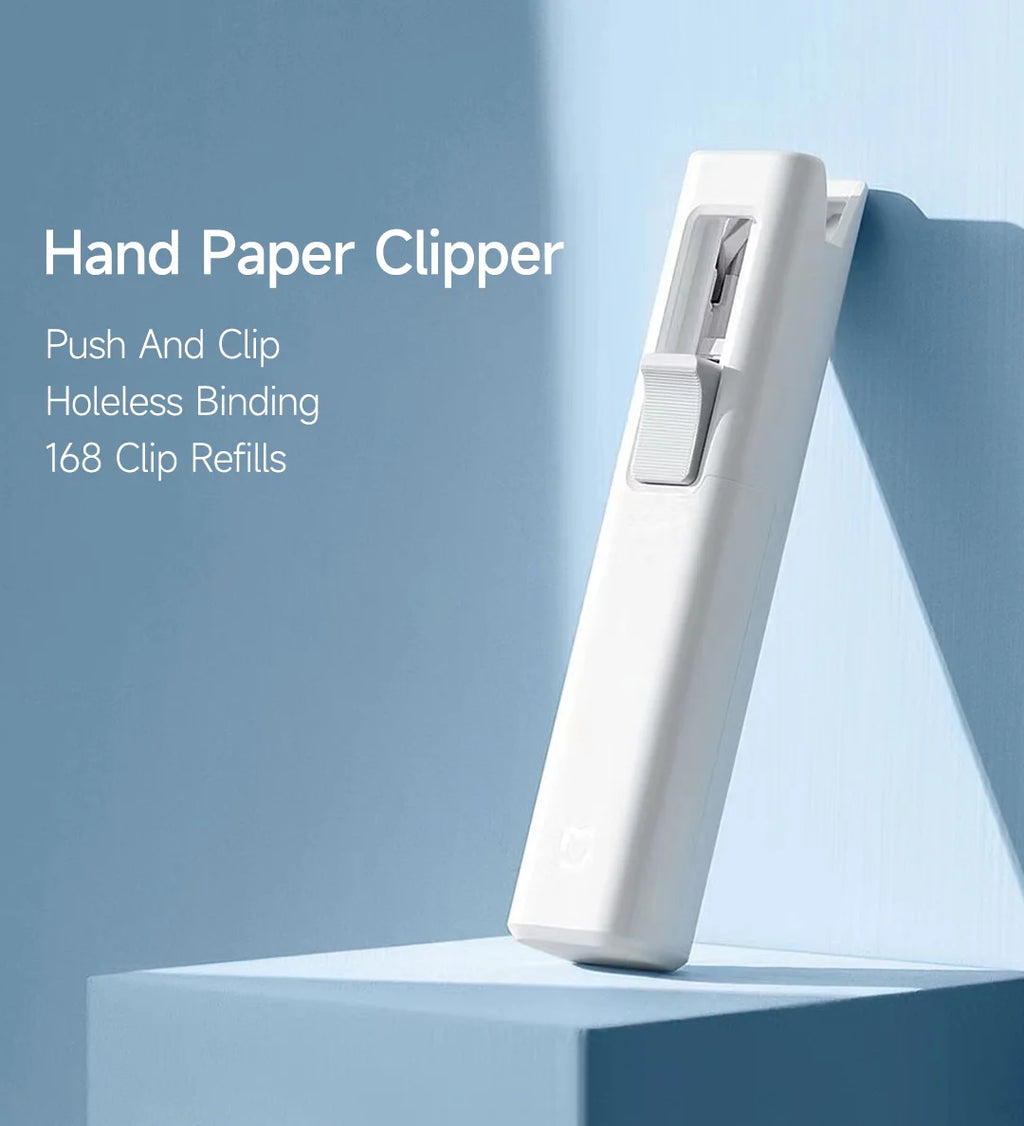 Bentopop hand paper clipper on a light blue background with text describing its features.