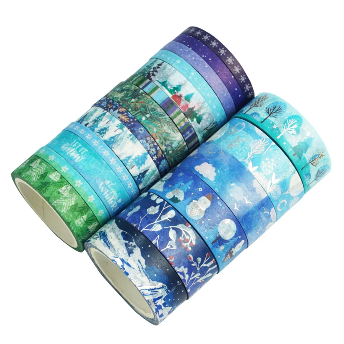 Washi Tape 19 pcs Blue Forest Snowflake Japanese