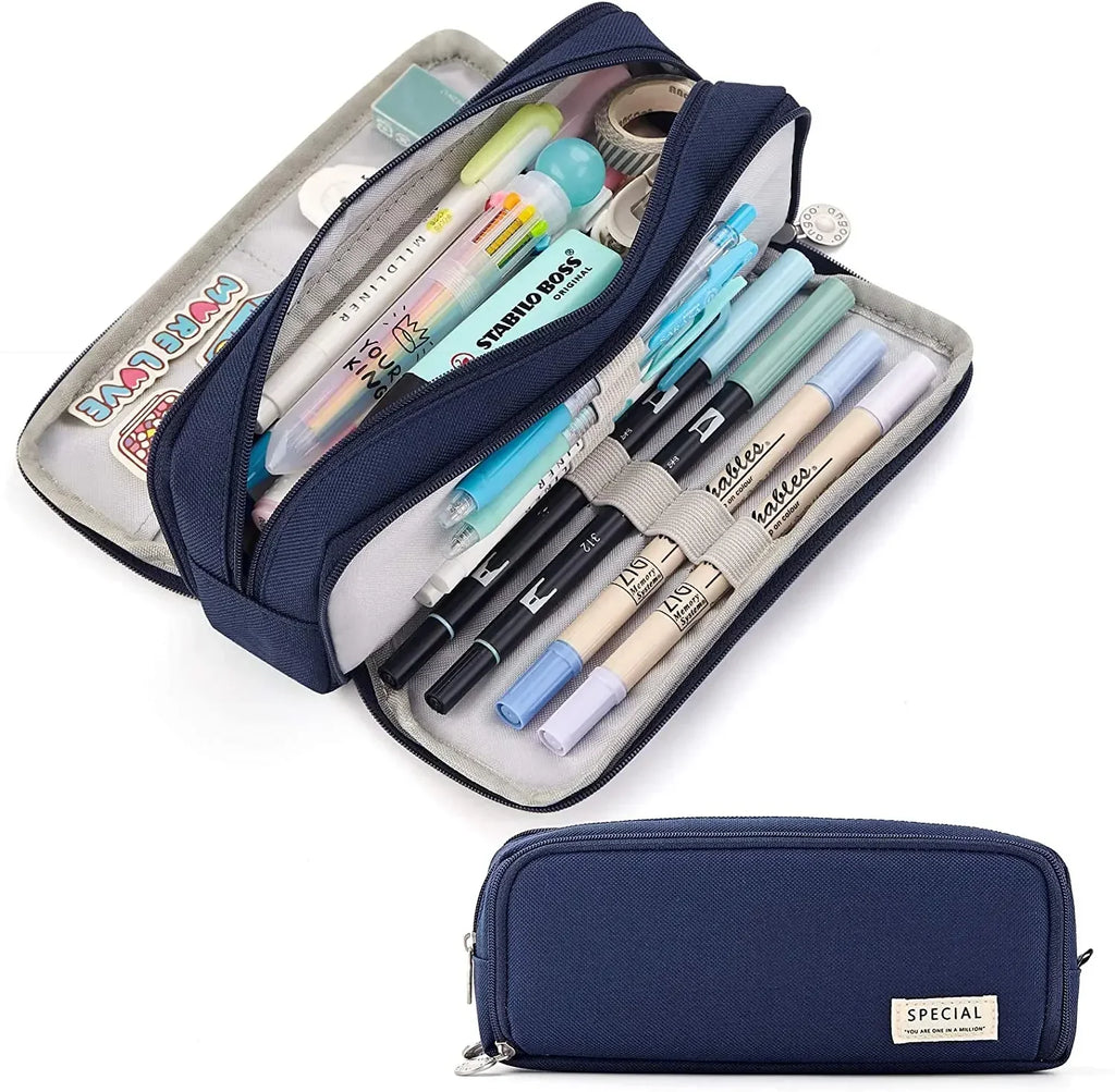 Pencil Case 3 Compartments  Large Capacity Kawaii
