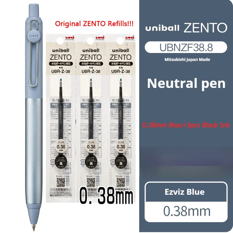 UNI-ball ZENTO Aluminum Grip Metal Pen,0.38/0.5mm With Original Refills