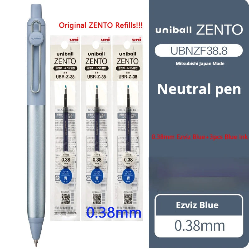 UNI-ball ZENTO Aluminum Grip Metal Pen,0.38/0.5mm With Original Refills