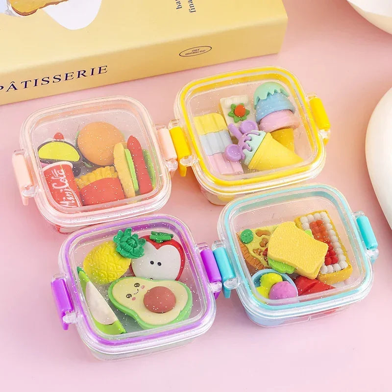 Eraser Set Bento Box Dessert/Makeup/FastFood Fun Kawaii
