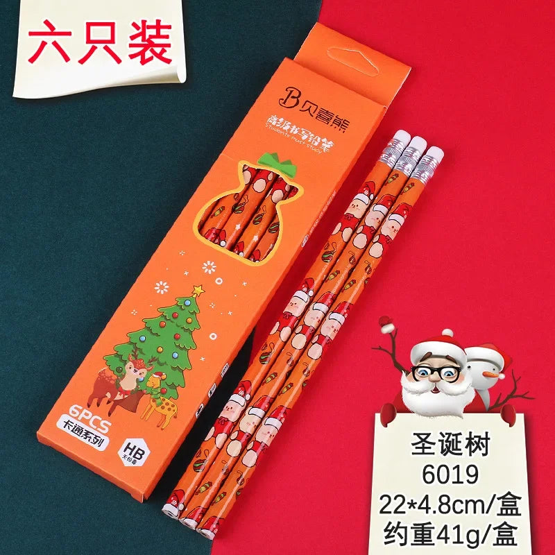 Pencils with Erasers Christmas 6 pcs Kawaii