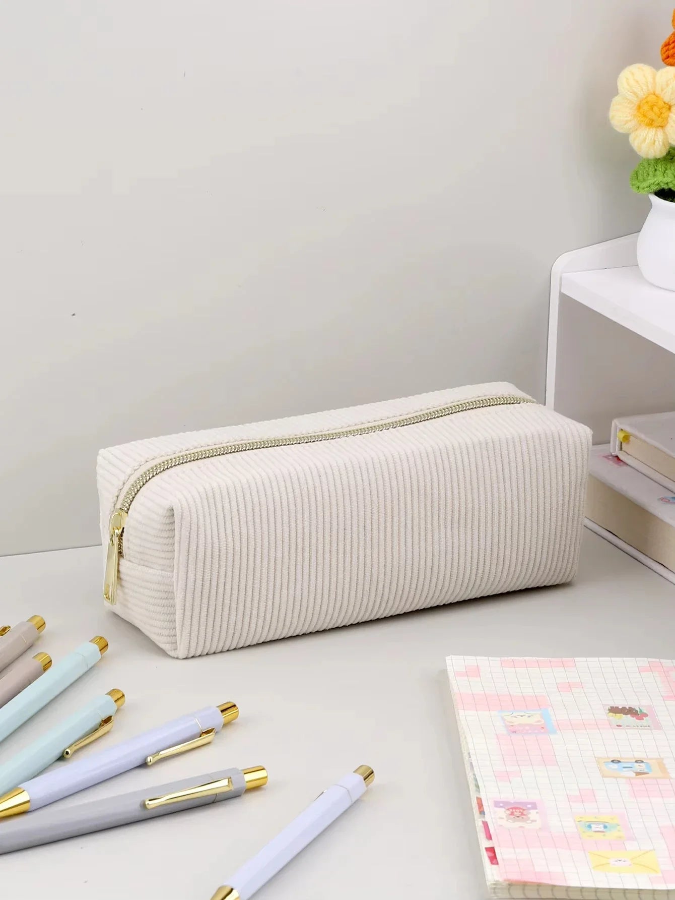 Pencil Case Solid Color 1pc Large Capacity