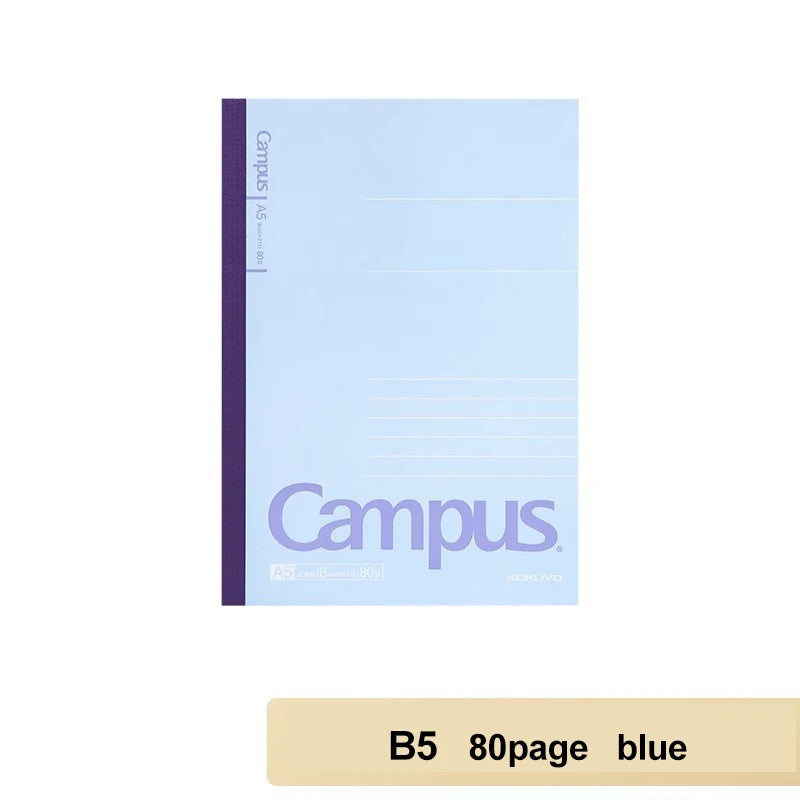 Japan KOKUYO Notebook 80 Pages Campus B5/A5 Soft Surface Wireless Binding Horizontal Line School Office Stationery