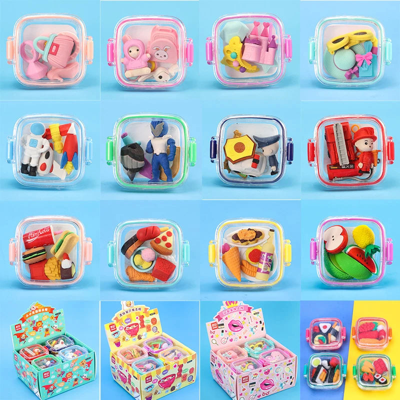 Eraser Set Food Snack Lunch Box Kawaii