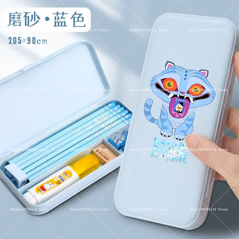 Bentopop pencil case with Kpop Demon Hunters design on a light blue background