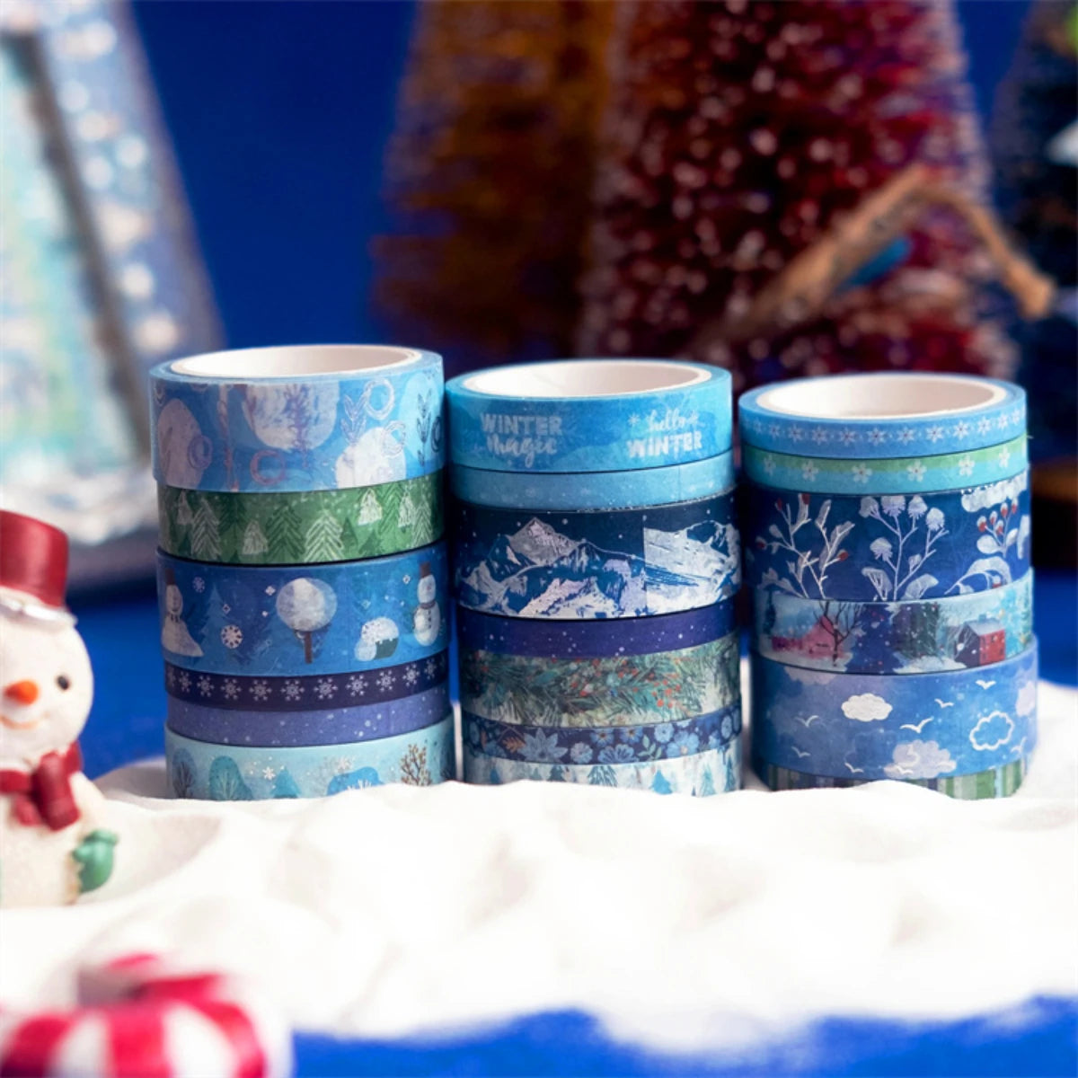 Washi Tape 19 pcs Blue Forest Snowflake Japanese