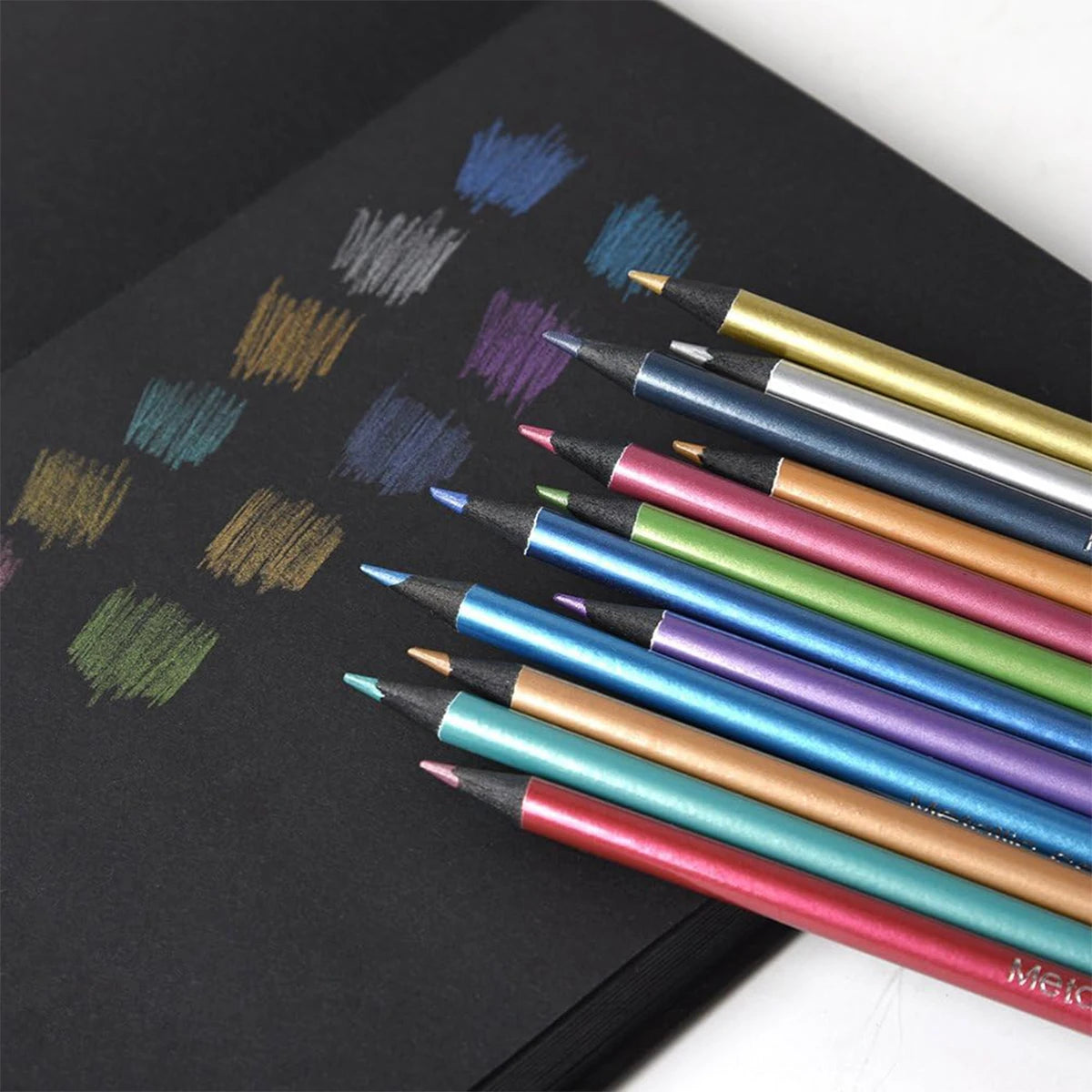 Metallic Colored Pencil 12 Colors for Drawing and Sketching