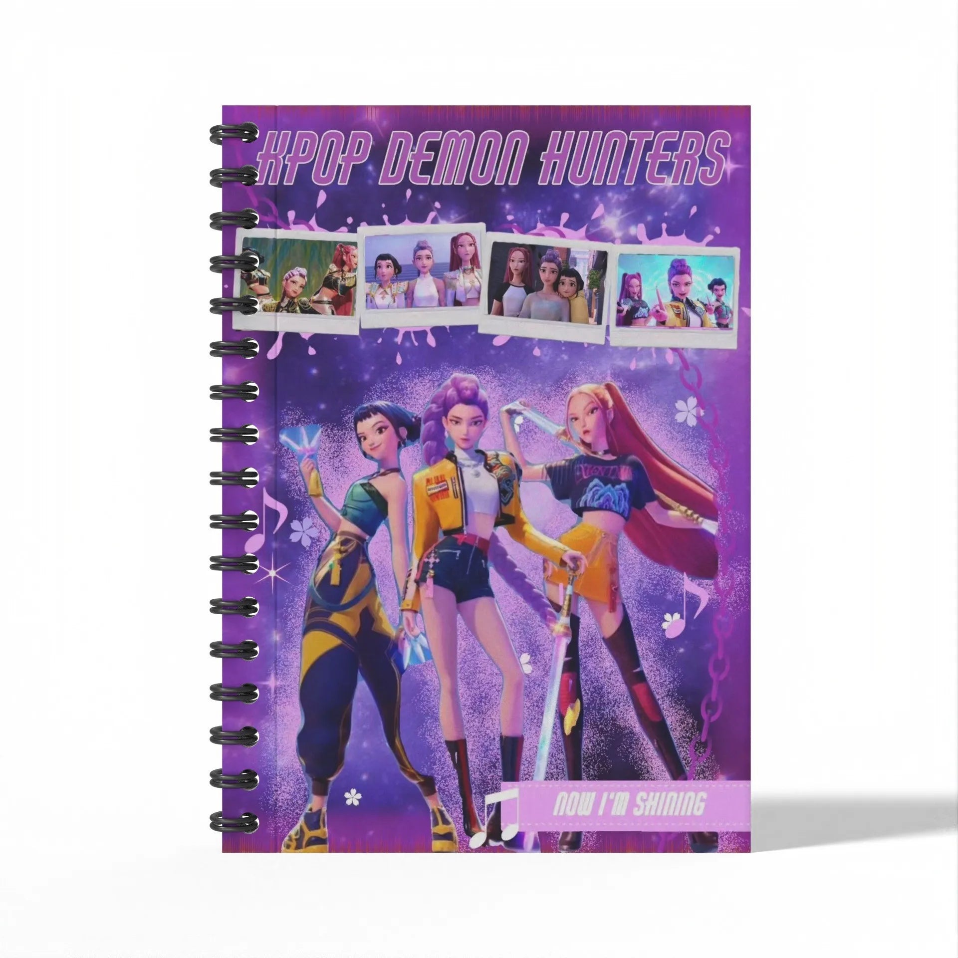 Bentopop notebook with 'KPOP Demon Hunters' design featuring characters on a purple background