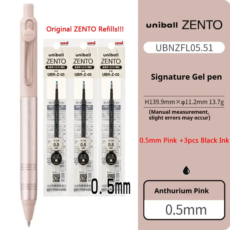UNI-ball ZENTO Aluminum Grip Metal Pen,0.38/0.5mm With Original Refills