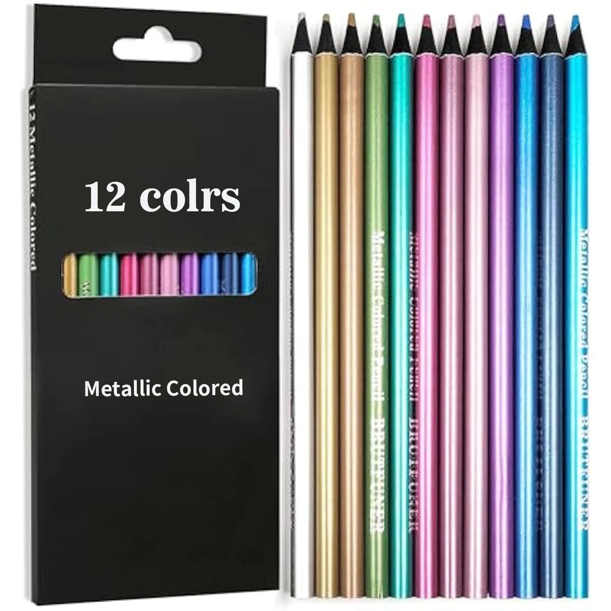 Metallic Colored Pencil 12 Colors for Drawing and Sketching