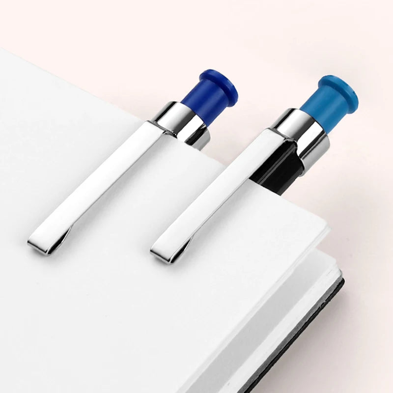 Two silver and blue spray nozzles on a white background
