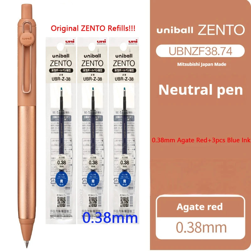 UNI-ball ZENTO Aluminum Grip Metal Pen,0.38/0.5mm With Original Refills
