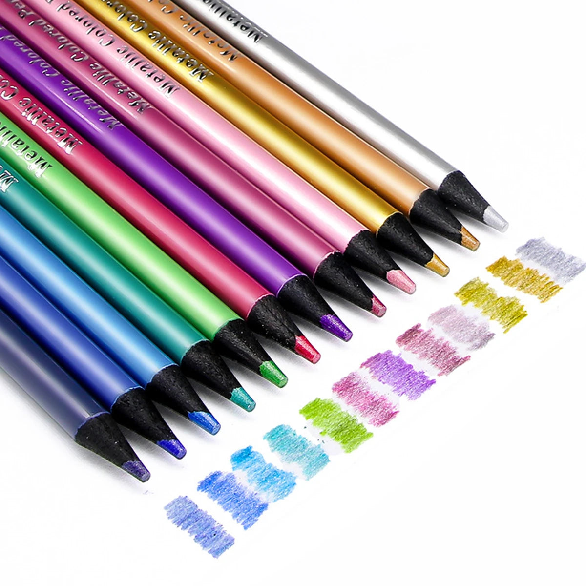 Metallic Colored Pencil 12 Colors for Drawing and Sketching