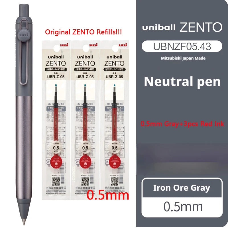 UNI-ball ZENTO Aluminum Grip Metal Pen,0.38/0.5mm With Original Refills