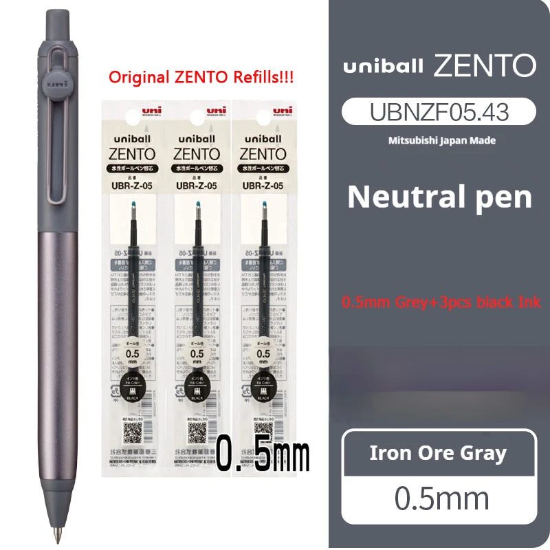 UNI-ball ZENTO Aluminum Grip Metal Pen,0.38/0.5mm With Original Refills