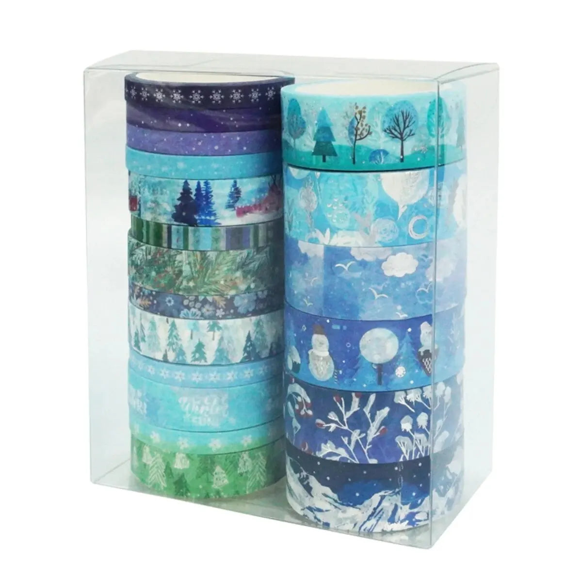 Washi Tape 19 pcs Blue Forest Snowflake Japanese