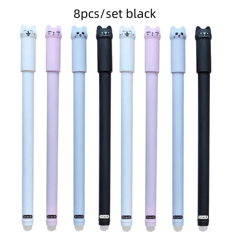 Gel Pens Cat Erasable 0.5mm  4/8/12pcs Fun Kawaii