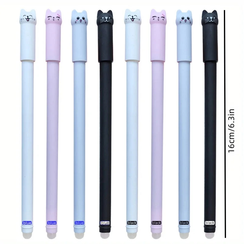 Gel Pens Cat Erasable 0.5mm  4/8/12pcs Fun Kawaii