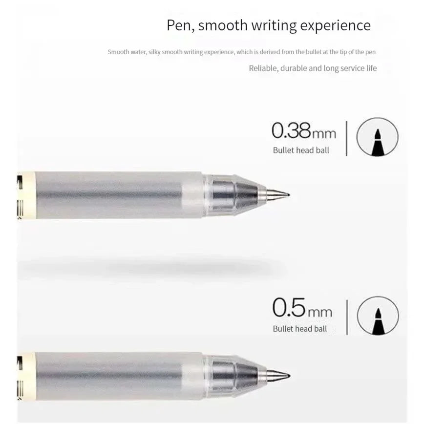 Two pens with different bullet head ball sizes on a white background