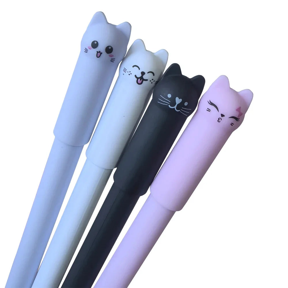 Gel Pens Cat Erasable 0.5mm  4/8/12pcs Fun Kawaii