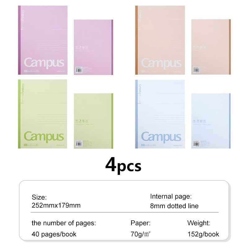Set of colorful notebooks with 'Campus' branding on a white background