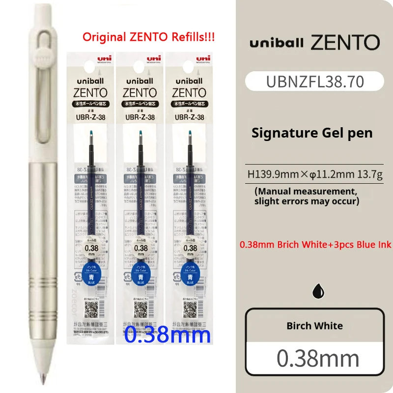 UNI-ball ZENTO Aluminum Grip Metal Pen,0.38/0.5mm With Original Refills