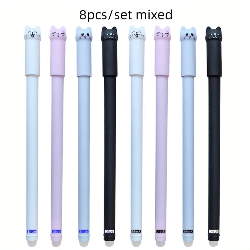 Gel Pens Cat Erasable 0.5mm  4/8/12pcs Fun Kawaii