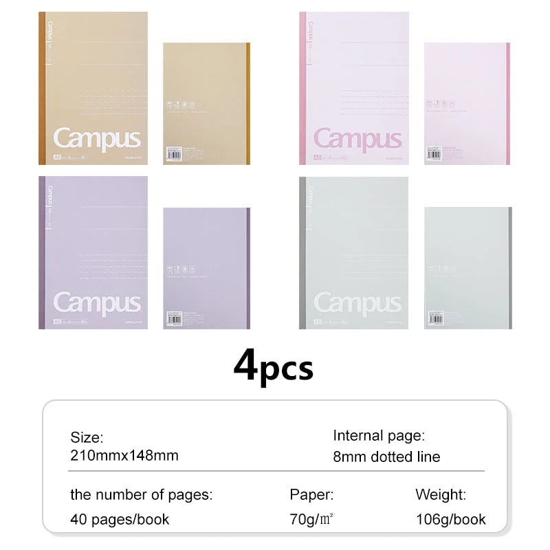 Set of four notebooks with 'Campus' branding on a white background