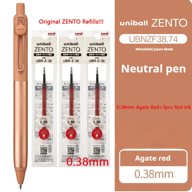 UNI-ball ZENTO Aluminum Grip Metal Pen,0.38/0.5mm With Original Refills