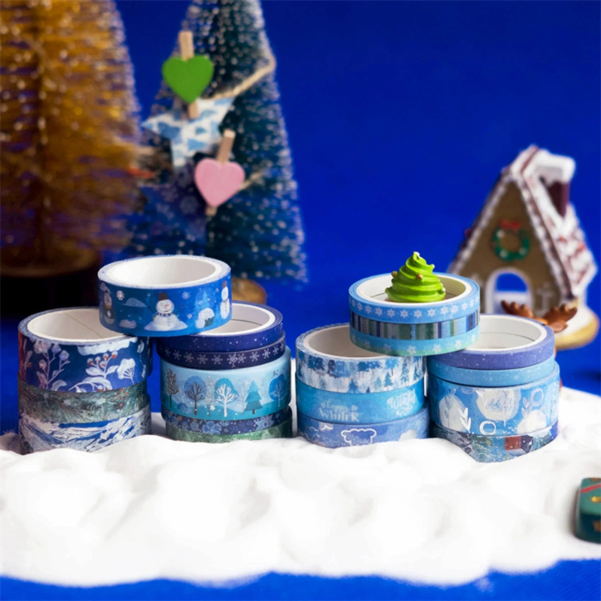 Washi Tape 19 pcs Blue Forest Snowflake Japanese